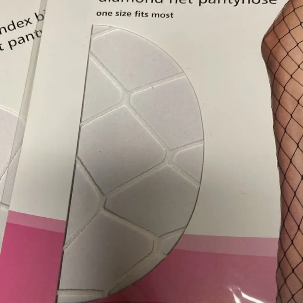 Hosiery seamless White spandex big diamond net pantyhose OSFM 5 pair bundle NWT